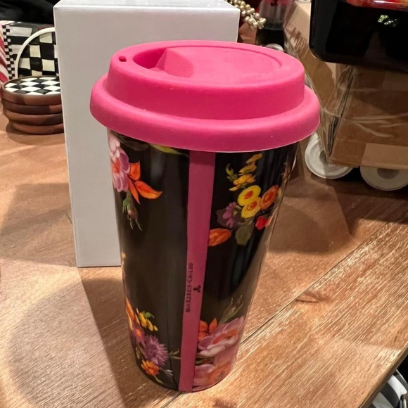 Mackenzie Childs travel cup Black Flower Market - Picture 2 of 2